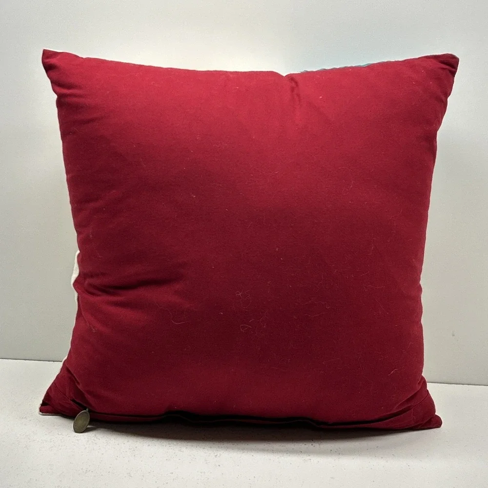 Pier 1 Imports Embroidered Floral Pillow Red Blue Green Yellow 18